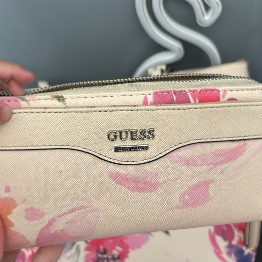 GUESS Floral Cream and Pink Wallet